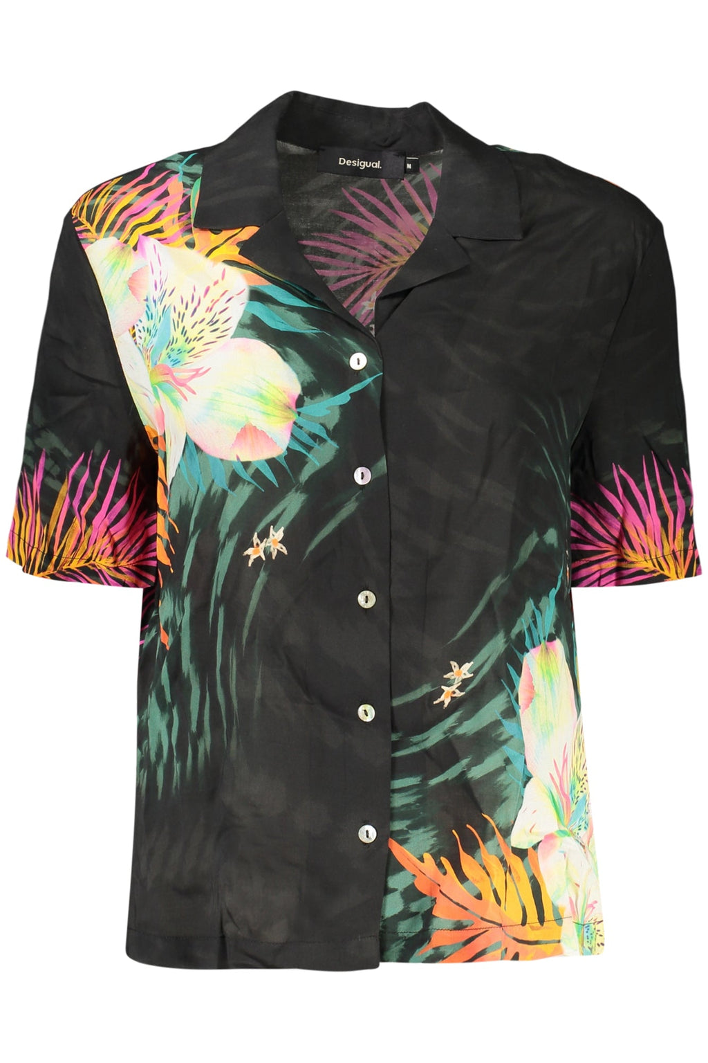 DESIGUAL CAMICIA MANICHE CORTE DONNA NERO - Grandi Firme Lab