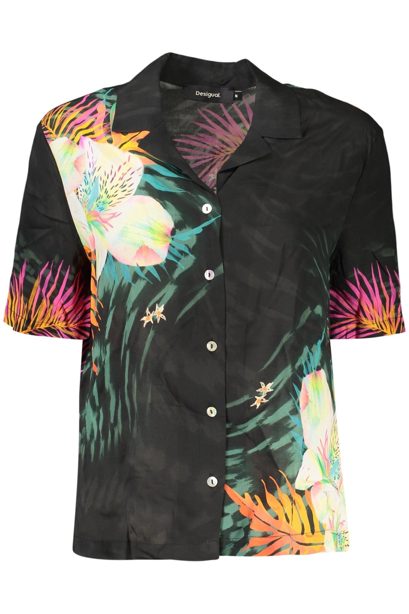 DESIGUAL CAMICIA MANICHE CORTE DONNA NERO - Grandi Firme Lab