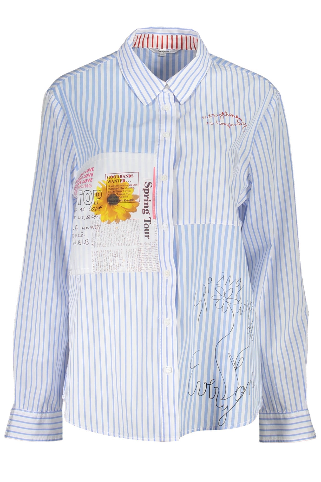 DESIGUAL CAMICIA MANICHE LUNGHE DONNA AZZURRO - Grandi Firme Lab