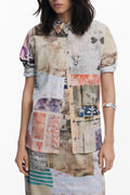 DESIGUAL CAMICIA MANICHE LUNGHE DONNA BEIGE - Grandi Firme Lab