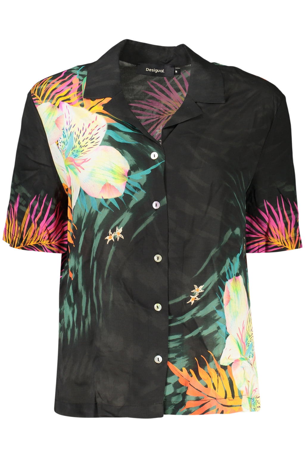 DESIGUAL CAMICIA MANICHE CORTE DONNA NERO